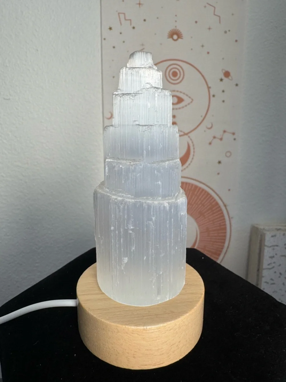 Selenite Tower With Light Base